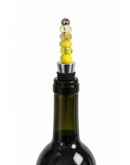 Handmade Yellow Gold Beaded Wine Stopper Supporting Awareness For Chronic Rare &amp; Invisible Illnesses