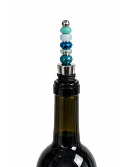 Handmade Teal Blue Beaded Wine Stopper Supporting Awareness For Chronic Rare &amp; Invisible Illnesses