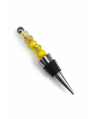 Handmade Yellow Gold Beaded Wine Stopper Supporting Awareness For Chronic Rare &amp; Invisible Illnesses