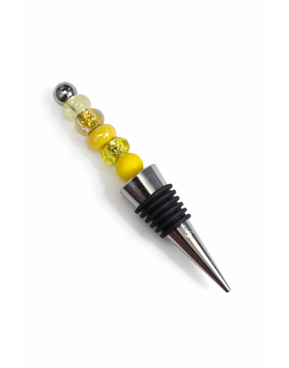 Handmade Yellow Gold Beaded Wine Stopper Supporting Awareness For Chronic Rare &amp; Invisible Illnesses
