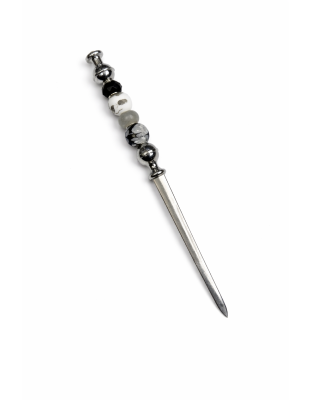 Handmade Gray Black White Beaded Letter Opener Support &amp; Awareness Chronic Rare &amp; Invisible Diseases