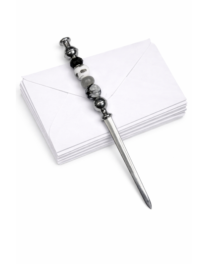 Handmade Gray Black White Beaded Letter Opener Support &amp; Awareness Chronic Rare &amp; Invisible Diseases