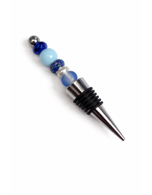 Handmade Blue Beaded Wine Stopper Supporting Awareness For Chronic Rare &amp; Invisible Illnesses