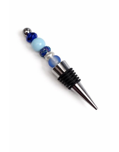 Handmade Blue Beaded Wine Stopper Supporting Awareness For Chronic Rare &amp; Invisible Illnesses