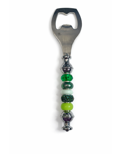 Handmade Green Beaded Bottle Cap Opener Supporting Awareness For Chronic Rare &amp; Invisible Illnesses