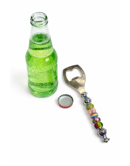 Handmade Rainbow Colors Beaded Bottle Cap Opener Supporting Awareness For Chronic Rare &amp; Invisible Illnesses