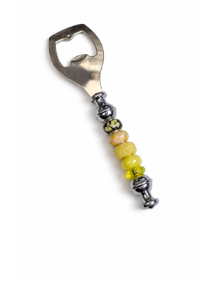 Handmade Yellow Beaded Bottle Cap Opener Supporting Awareness For Chronic Rare &amp; Invisible Illnesses