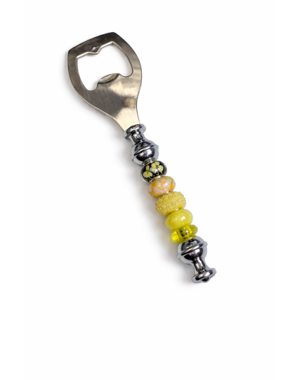 Handmade Yellow Beaded Bottle Cap Opener Supporting Awareness For Chronic Rare &amp; Invisible Illnesses