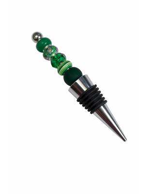 Handmade Green Beaded Wine Stopper Supporting Awareness For Chronic Rare &amp; Invisible Illnesses