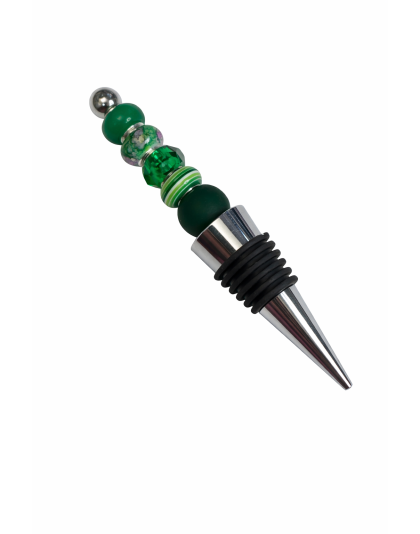 Handmade Green Beaded Wine Stopper Supporting Awareness For Chronic Rare &amp; Invisible Illnesses