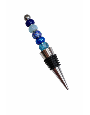 Handmade Blue Beaded Wine Stopper Supporting Awareness For Chronic Rare &amp; Invisible Illnesses