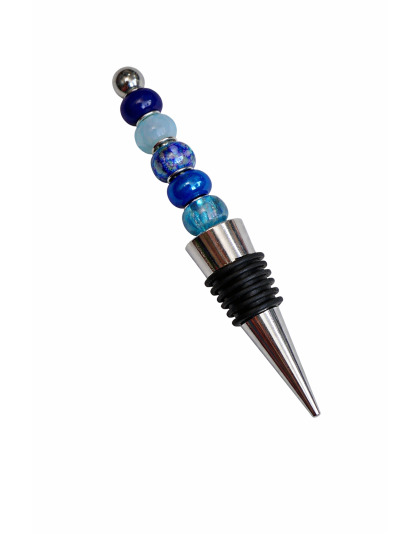 Handmade Blue Beaded Wine Stopper Supporting Awareness For Chronic Rare &amp; Invisible Illnesses