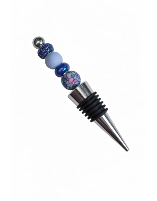 Handmade Blue Periwinkle Stained Glass Beaded Wine Stopper Supporting Awareness For Chronic Rare &amp; Invisible Illnesses