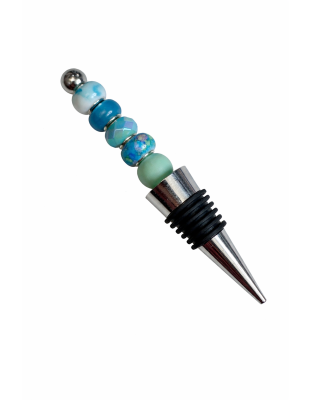 Handmade Blue Teal Beaded Wine Stopper Supporting Awareness For Chronic Rare &amp; Invisible Illnesses