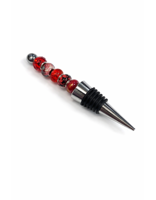 Handmade Red Beaded Wine Stopper Supporting Awareness For Chronic Rare &amp; Invisible Illnesses