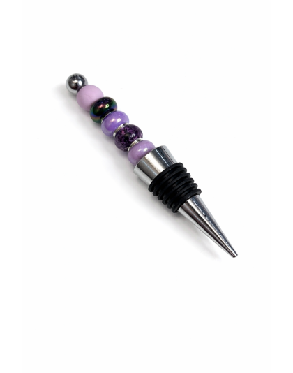 Handmade Purple Beaded Wine Stopper Supporting Awareness For Chronic Rare &amp; Invisible Illnesses