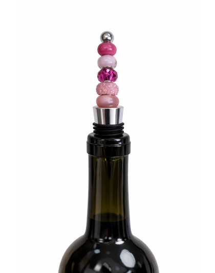 Handmade Pink Beaded Wine Stopper Supporting Awareness For Chronic Rare &amp; Invisible Illnesses