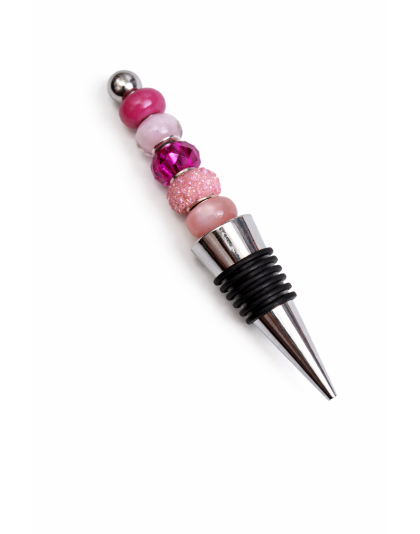 Handmade Pink Beaded Wine Stopper Supporting Awareness For Chronic Rare &amp; Invisible Illnesses