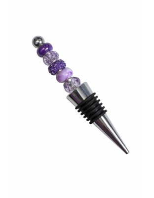 Handmade Purple Roses Beaded Wine Stopper Supporting Awareness For Chronic Rare &amp; Invisible Illnesses