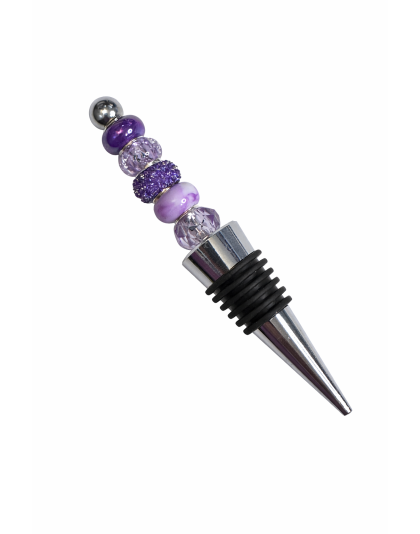 Handmade Purple Roses Beaded Wine Stopper Supporting Awareness For Chronic Rare &amp; Invisible Illnesses