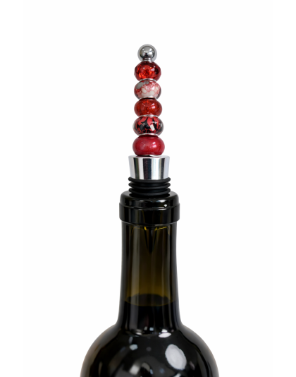 Handmade Red Beaded Wine Stopper Supporting Awareness For Chronic Rare &amp; Invisible Illnesses