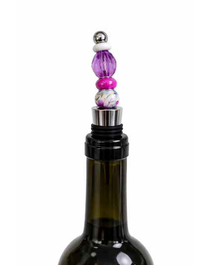 Handmade Purple Maroon Beaded Wine Stopper Supporting Awareness For Chronic Rare &amp; Invisible Illnesses