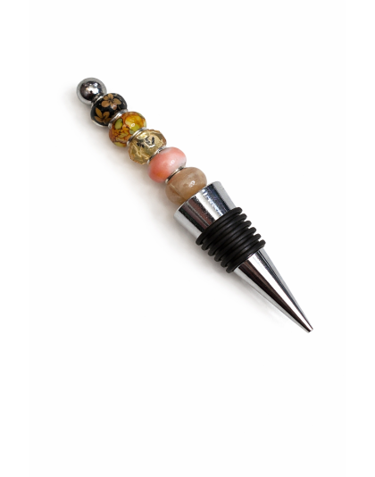 Handmade Orange Gold Brown Beaded Wine Stopper Supporting Awareness For Chronic Rare &amp; Invisible Illnesses