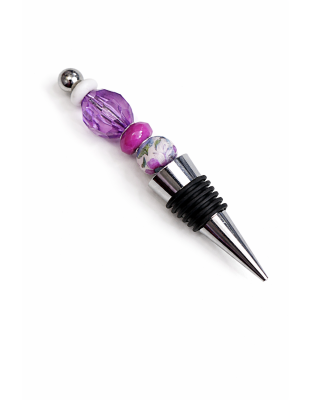 Handmade Purple Maroon Beaded Wine Stopper Supporting Awareness For Chronic Rare &amp; Invisible Illnesses