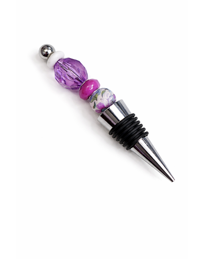Handmade Purple Maroon Beaded Wine Stopper Supporting Awareness For Chronic Rare &amp; Invisible Illnesses