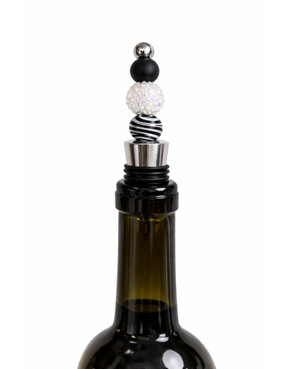 Handmade White Black Zebra Beaded Wine Stopper Supporting Awareness For Chronic Rare &amp; Invisible Illnesses