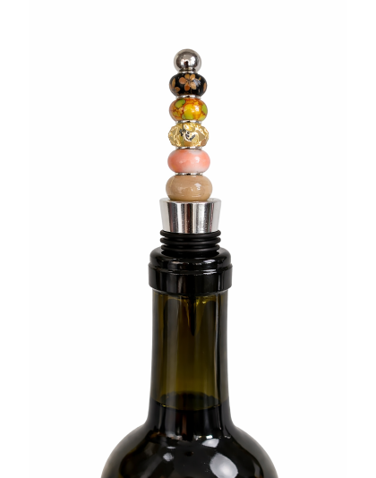 Handmade Orange Gold Brown Beaded Wine Stopper Supporting Awareness For Chronic Rare &amp; Invisible Illnesses