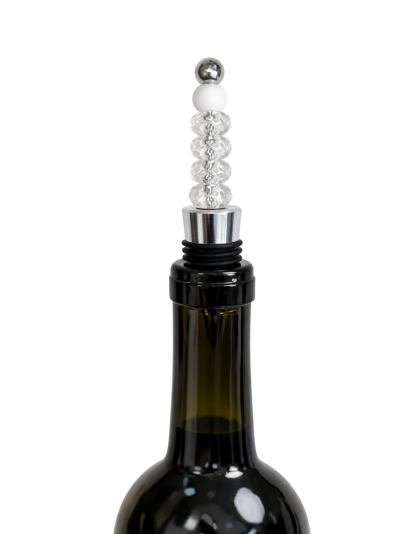 Handmade Clear White Beaded Wine Stopper Supporting Awareness For Chronic Rare &amp; Invisible Illnesses
