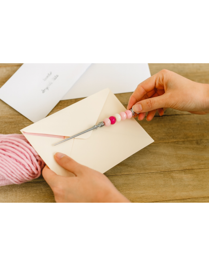 Handmade Pink White Beaded Letter Opener Support &amp; Awareness Chronic Rare &amp; Invisible Diseases