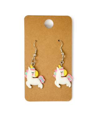 White Unicorn Dangling Earrings Supporting Awareness for Chronic Rare and Invisible Illnesses