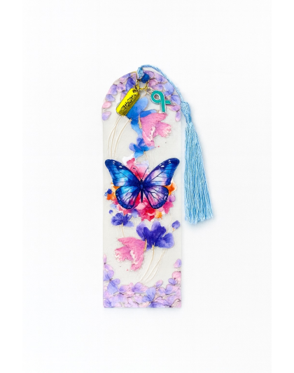 Handmade Blue Tassel Teal Ribbon Pink Purple Butterfly Acrylic Bookmark Supporting Rare Invisible &amp; Chronic Illness Awareness