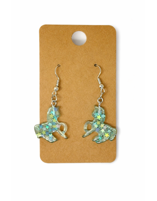 Teal Unicorn Dangling Earrings Supporting Awareness for Chronic Rare and Invisible Illnesses