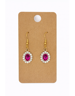 Pink &amp; White Stone Dangling Earrings Supporting Awareness for Chronic Rare and Invisible Illnesses