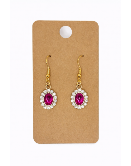 Pink &amp; White Stone Dangling Earrings Supporting Awareness for Chronic Rare and Invisible Illnesses