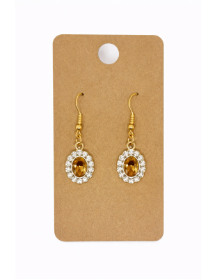 Yellow White Stone Dangling Earrings Supporting Awareness for Chronic Rare and Invisible Illnesses