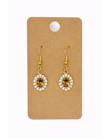 Yellow White Stone Dangling Earrings Supporting Awareness for Chronic Rare and Invisible Illnesses