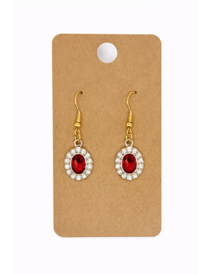 Red White Stone Dangling Earrings Supporting Awareness for Chronic Rare and Invisible Illnesses