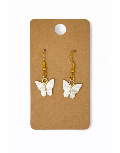 White Pearl Butterfly Dangling Earrings Supporting Awareness for Chronic Rare and Invisible Illnesses