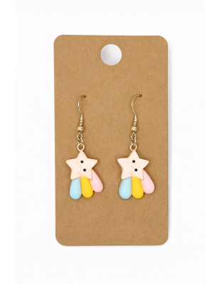 Shooting Star Pink Yellow Blue Dangling Earrings Supporting Awareness for Chronic Rare and Invisible Illnesses