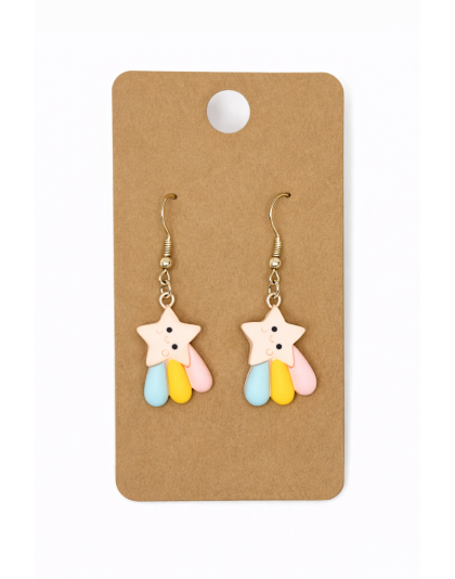 Shooting Star Pink Yellow Blue Dangling Earrings Supporting Awareness for Chronic Rare and Invisible Illnesses