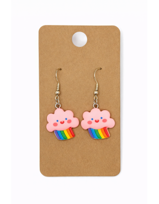 Pink Rainbow Cloud Dangling Earrings Supporting Awareness for Chronic Rare and Invisible Illnesses