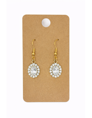 White Stone Dangling Earrings Supporting Awareness for Chronic Rare and Invisible Illnesses