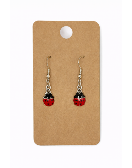 Red Ladybug Dangling Earrings Supporting Awareness for Chronic Rare and Invisible Illnesses
