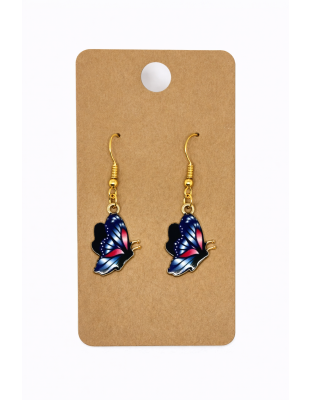 Blue &amp; Pink Butterfly Dangling Earrings Supporting Awareness for Chronic Rare and Invisible Illnesses