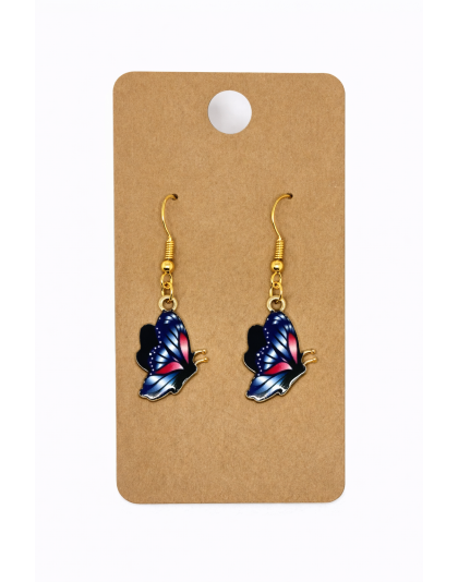 Blue &amp; Pink Butterfly Dangling Earrings Supporting Awareness for Chronic Rare and Invisible Illnesses