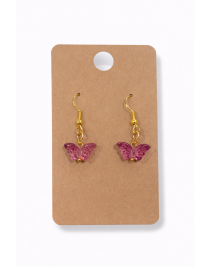Purple Glitter Butterfly Dangling Gold Color Earrings Supporting Awareness for Chronic Rare and Invisible Illnesses